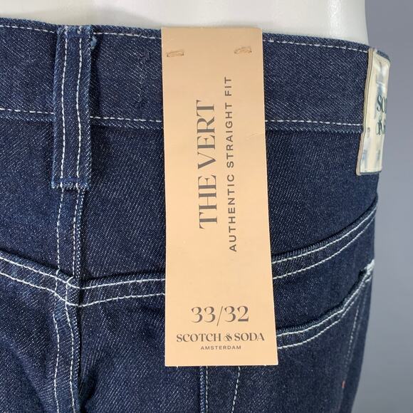 SCOTCH AND SODA 33 The Vert Blue Indigo Contrast Stitch Organic Cotton Jeans - Picture 5 of 10